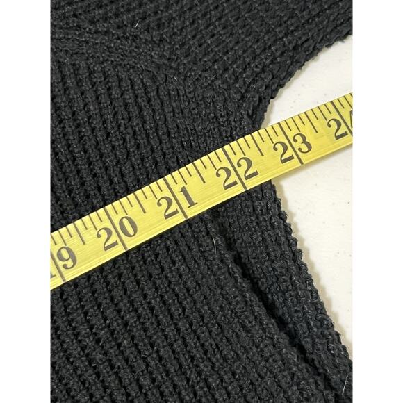 Michael Kors Women’s Size L Black Cowl Neck Waffle Knit Cotton Sweater Cozy Core - Picture 11 of 13